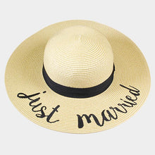 Load image into Gallery viewer, Just Married Embroidery Straw Floppy Sun Hat
