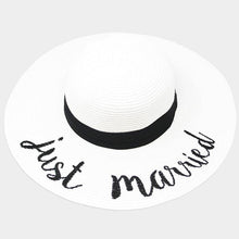 Load image into Gallery viewer, Just Married Embroidery Straw Floppy Sun Hat
