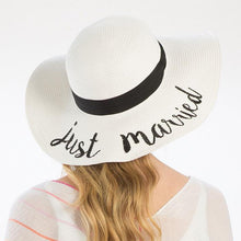 Load image into Gallery viewer, Just Married Embroidery Straw Floppy Sun Hat
