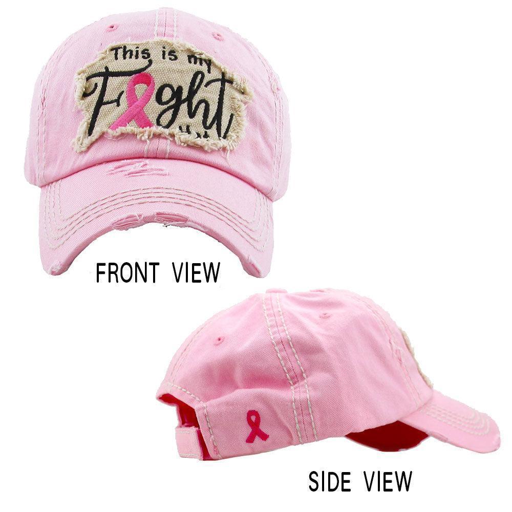 This Is My Fight Hat Message Pink Ribbon Accented Vintage Baseball Cap - Jewelry Store by Erik Rayo