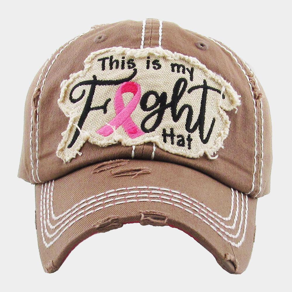 This Is My Fight Hat Message Pink Ribbon Accented Vintage Baseball Cap - Jewelry Store by Erik Rayo