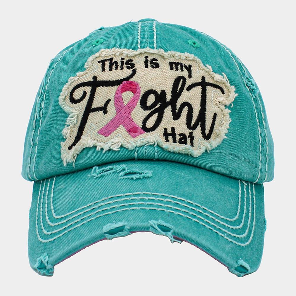 This Is My Fight Hat Message Pink Ribbon Accented Vintage Baseball Cap - Jewelry Store by Erik Rayo