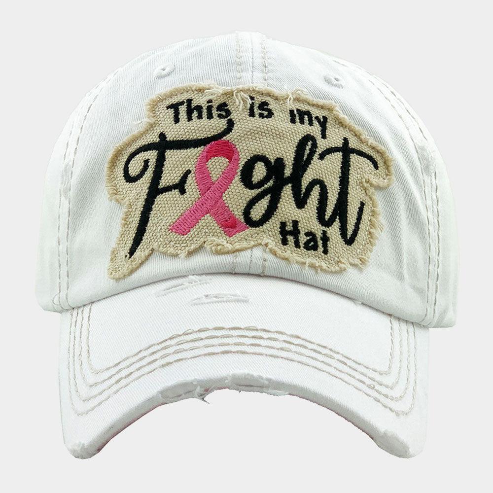 This Is My Fight Hat Message Pink Ribbon Accented Vintage Baseball Cap - Jewelry Store by Erik Rayo