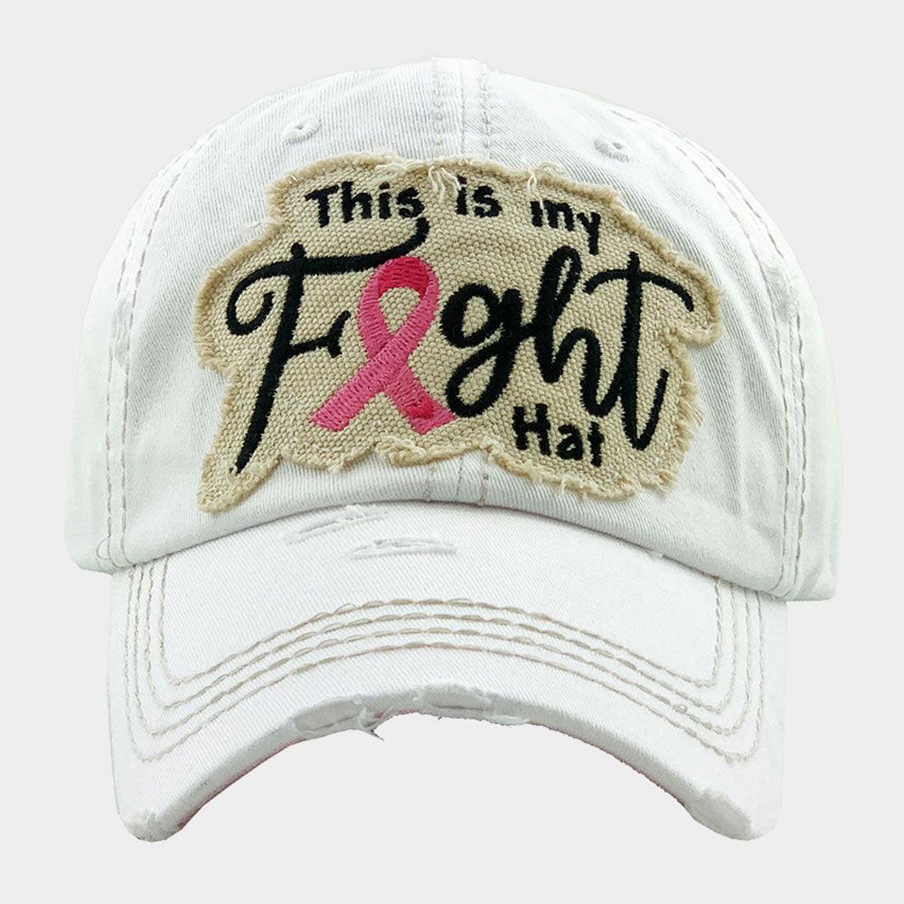 This Is My Fight Hat Message Pink Ribbon Accented Vintage Baseball Cap