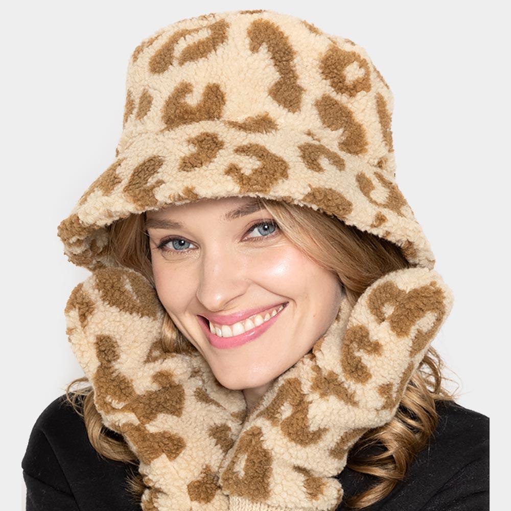 Leopard Patterned Faux Fur Bucket Hat - Jewelry Store by Erik Rayo