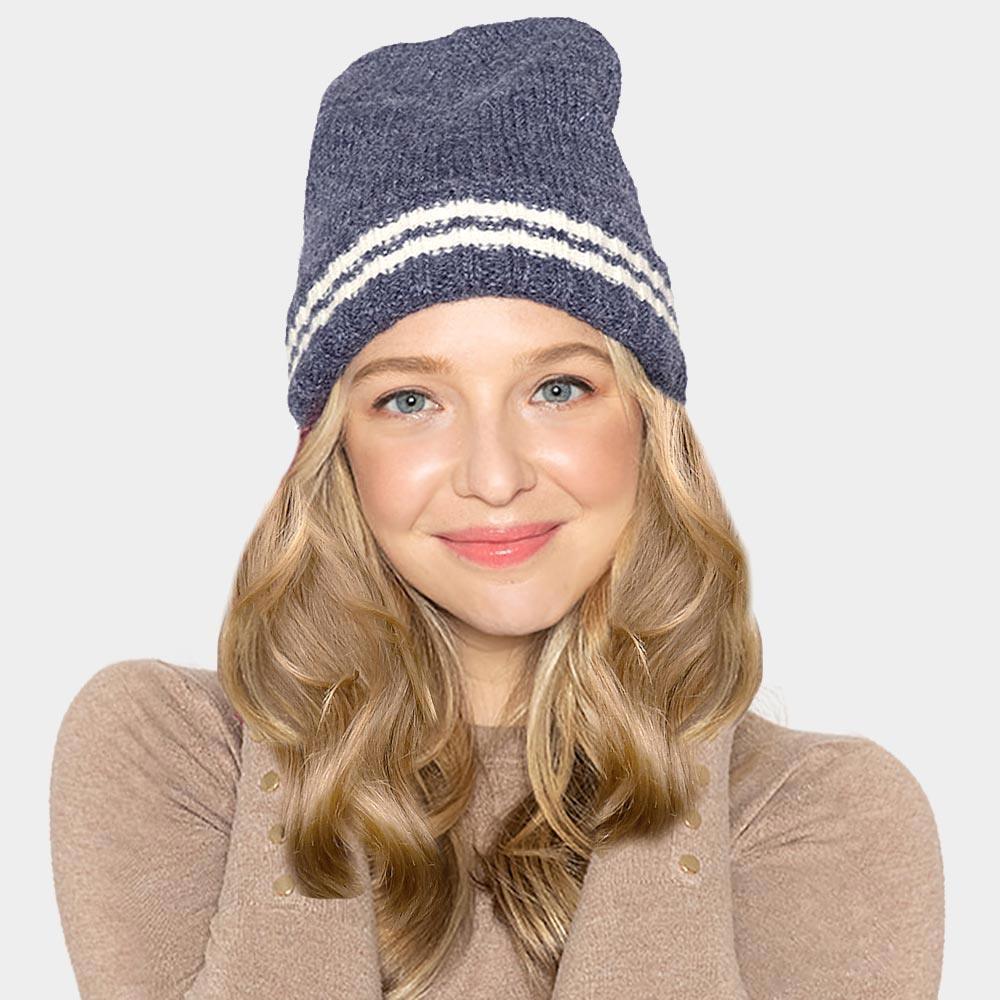 Striped Knit Cuff Beanie Hat - Jewelry Store by Erik Rayo