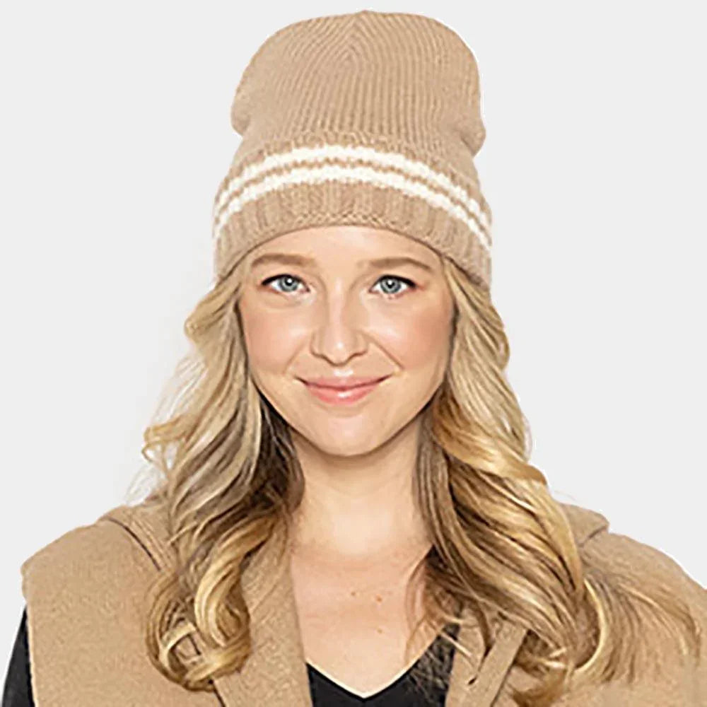 Striped Knit Cuff Beanie Hat - Jewelry Store by Erik Rayo