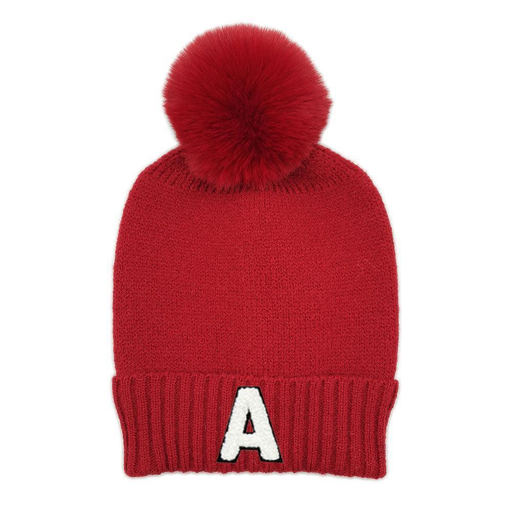 Monogram Faux Fur Pom Pom Knit Beanie Hat - Jewelry Store by Erik Rayo