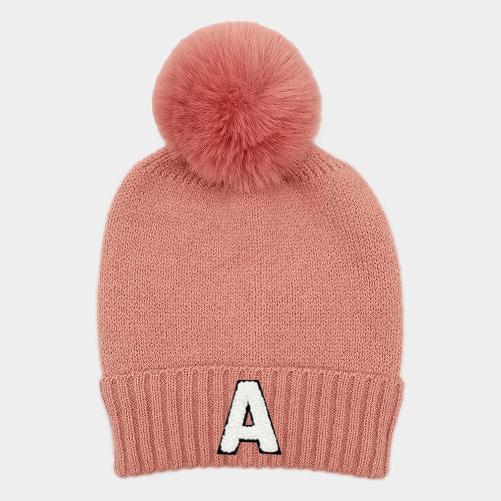 Monogram Faux Fur Pom Pom Knit Beanie Hat - Jewelry Store by Erik Rayo