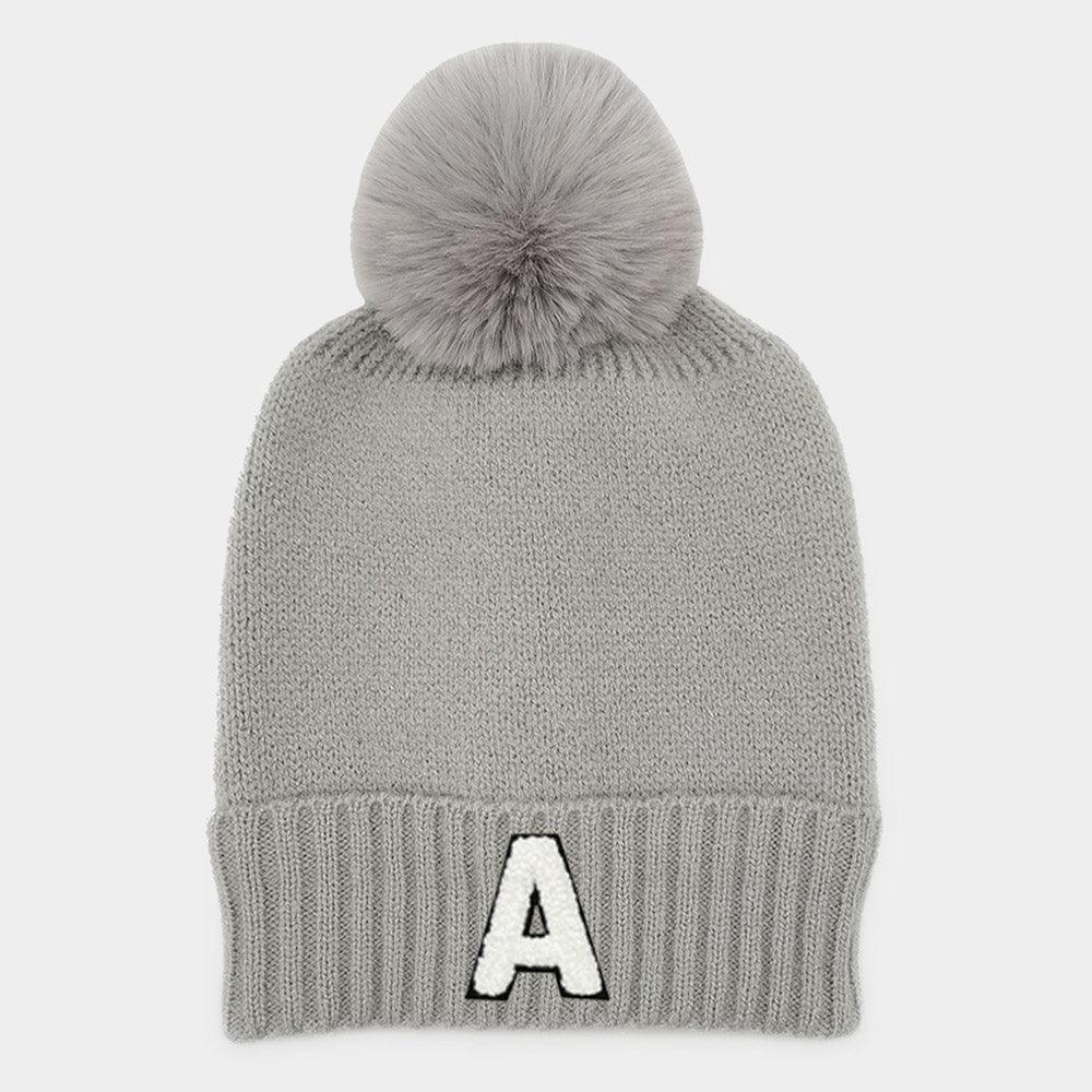 Monogram Faux Fur Pom Pom Knit Beanie Hat - Jewelry Store by Erik Rayo