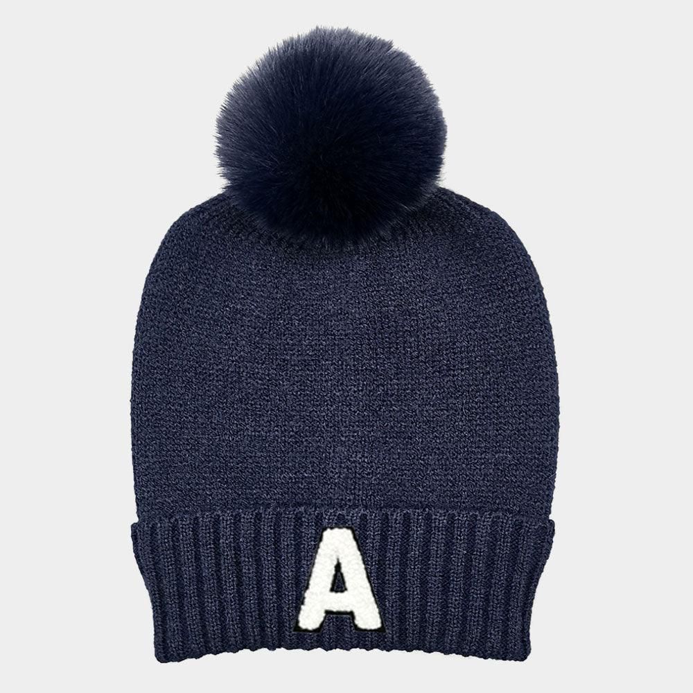 Monogram Faux Fur Pom Pom Knit Beanie Hat - Jewelry Store by Erik Rayo