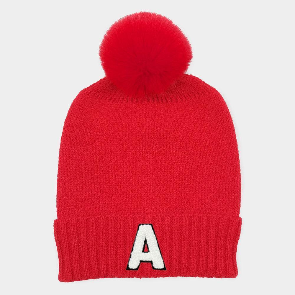 Monogram Faux Fur Pom Pom Knit Beanie Hat - Jewelry Store by Erik Rayo