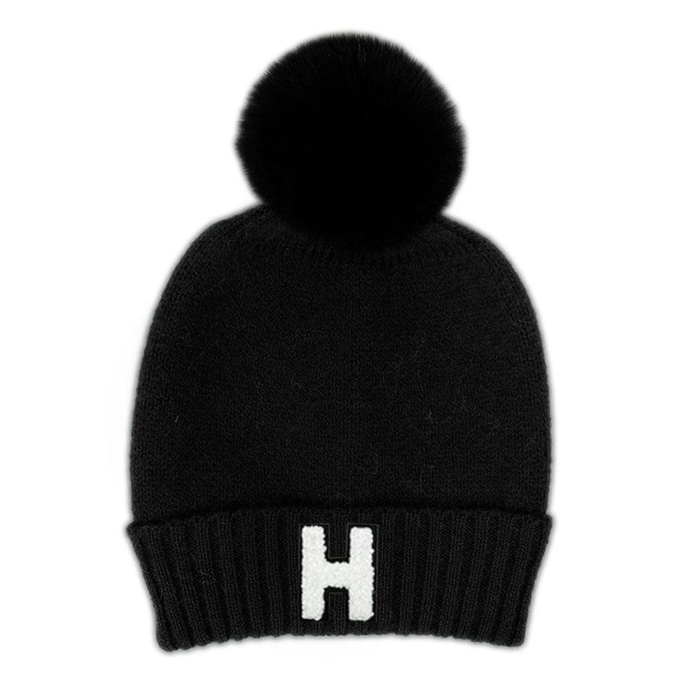 Monogram Faux Fur Pom Pom Knit Beanie Hat - Jewelry Store by Erik Rayo