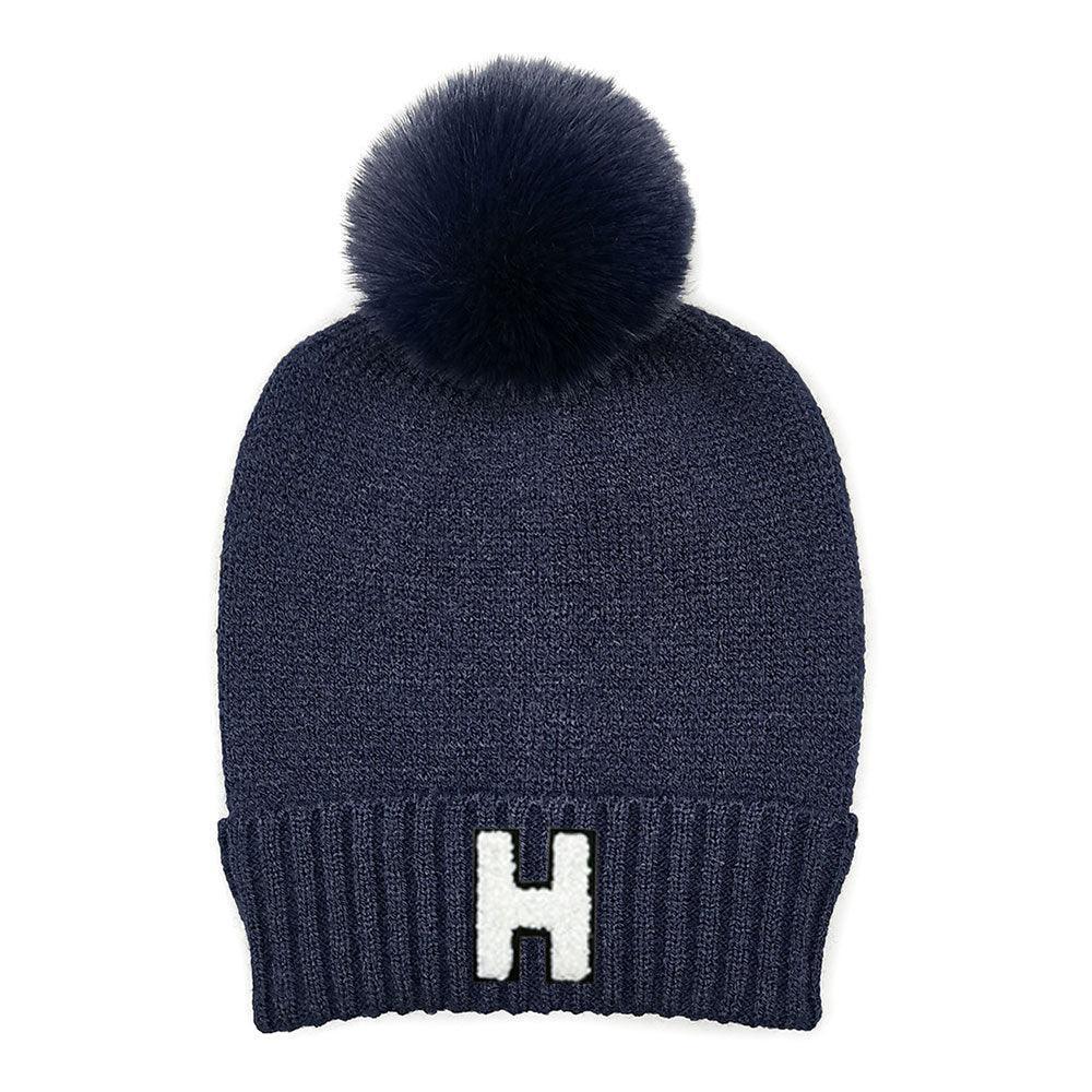 Monogram Faux Fur Pom Pom Knit Beanie Hat - Jewelry Store by Erik Rayo