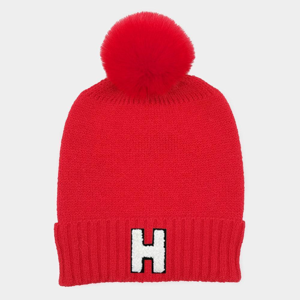 Monogram Faux Fur Pom Pom Knit Beanie Hat - Jewelry Store by Erik Rayo