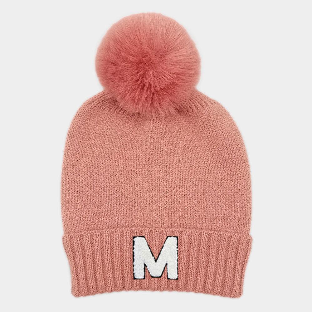 Monogram Faux Fur Pom Pom Knit Beanie Hat - Jewelry Store by Erik Rayo