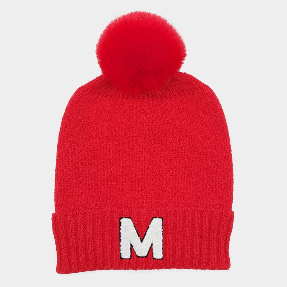 Monogram Faux Fur Pom Pom Knit Beanie Hat - Jewelry Store by Erik Rayo