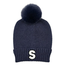 Load image into Gallery viewer, Monogram Faux Fur Pom Pom Knit Beanie Hat
