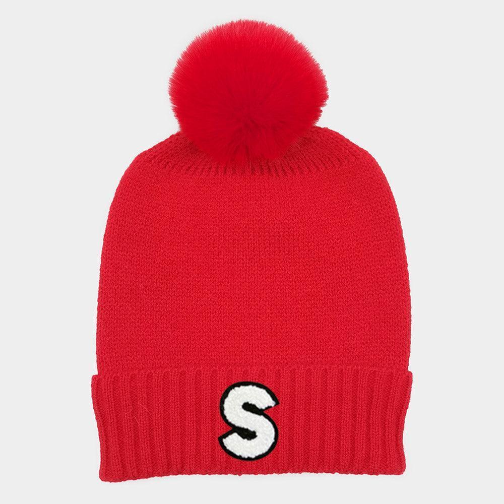 Monogram Faux Fur Pom Pom Knit Beanie Hat - Jewelry Store by Erik Rayo