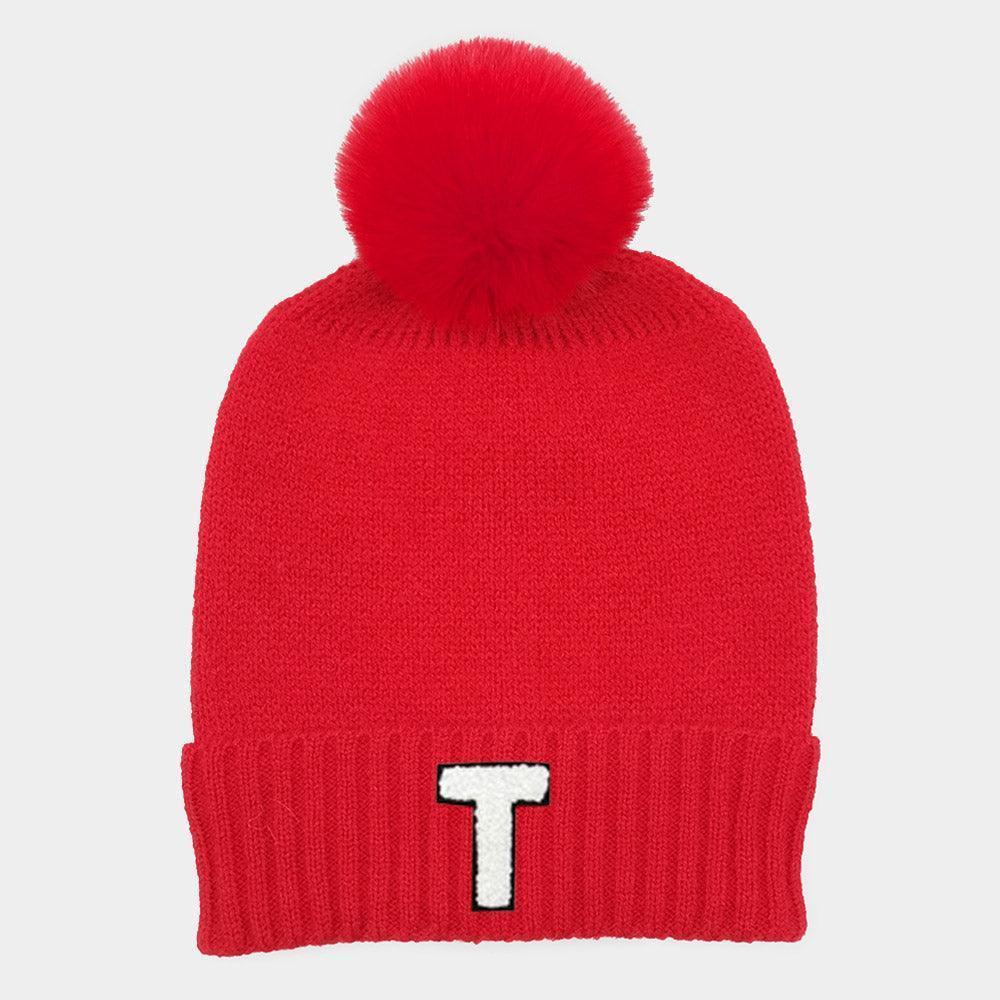 Monogram Faux Fur Pom Pom Knit Beanie Hat - Jewelry Store by Erik Rayo