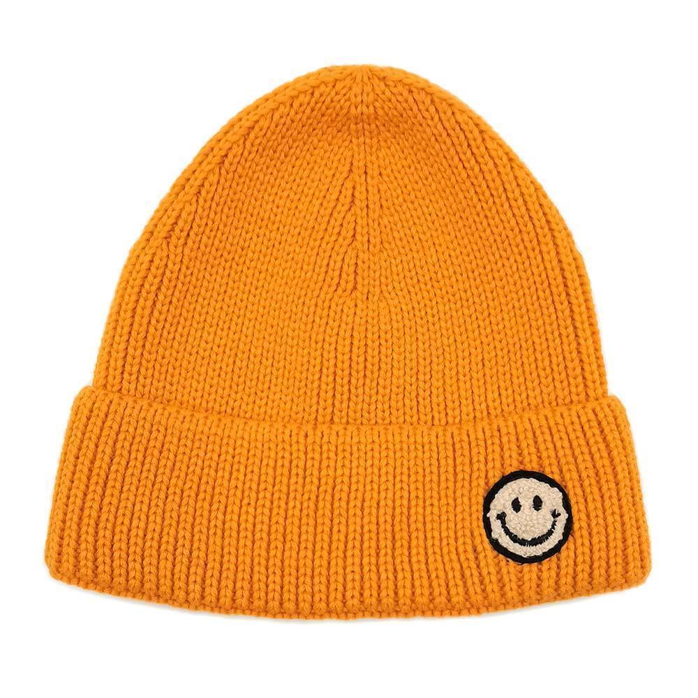 Smile Patch Ribbed Cuff Knit Beanie Hat - Jewelry Store by Erik Rayo