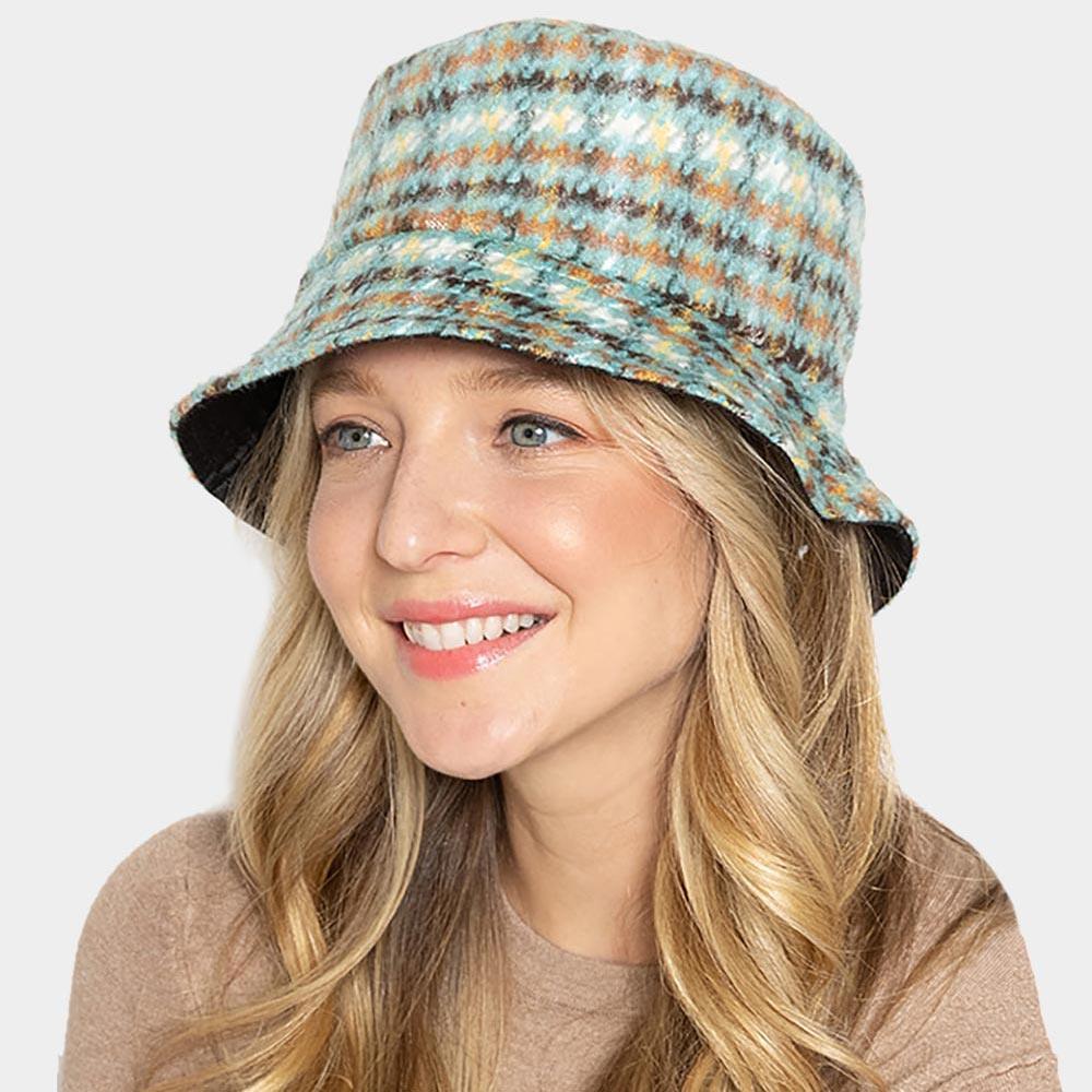 Plaid Check Patterned Bucket Hat - Jewelry Store by Erik Rayo