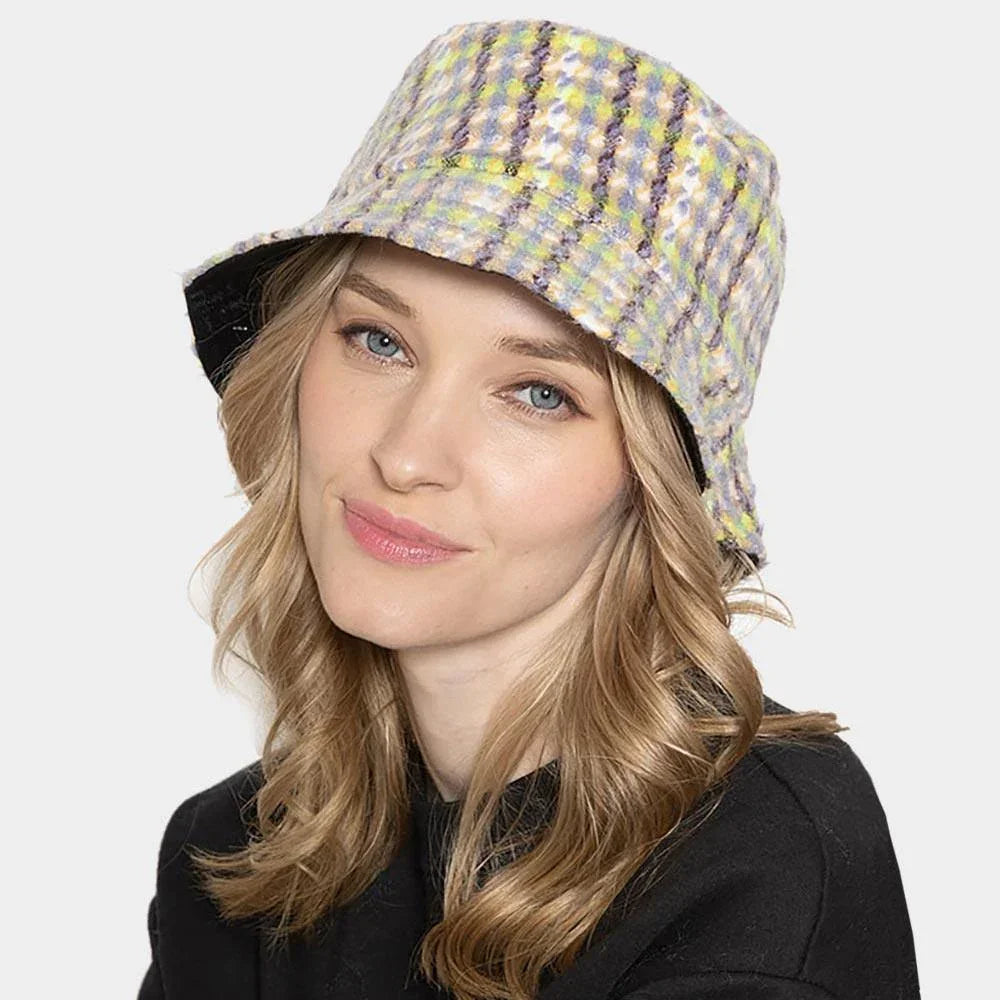 Plaid Check Patterned Bucket Hat - Jewelry Store by Erik Rayo