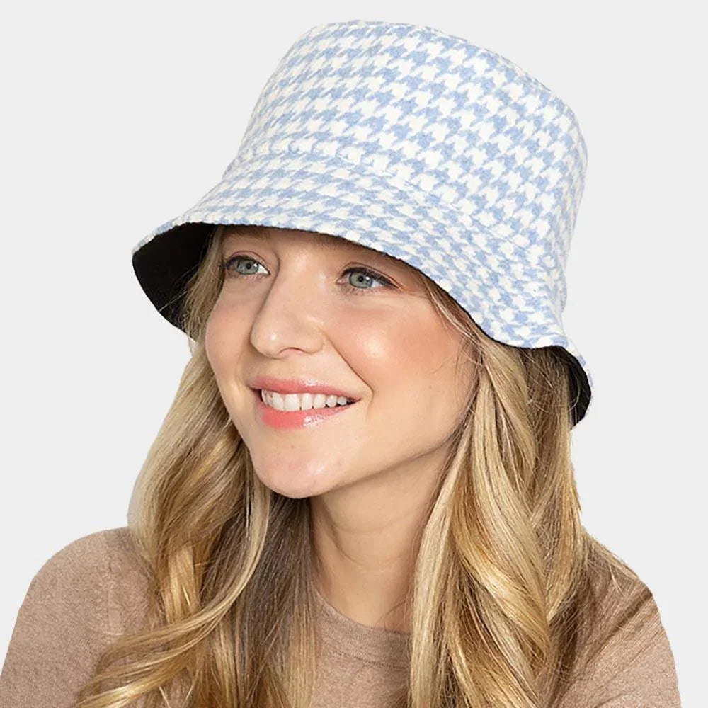 Houndstooth Patterned Bucket Hat - Jewelry Store by Erik Rayo