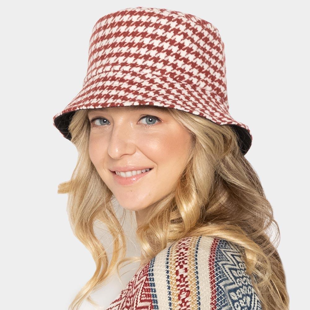 Houndstooth Patterned Bucket Hat - Jewelry Store by Erik Rayo
