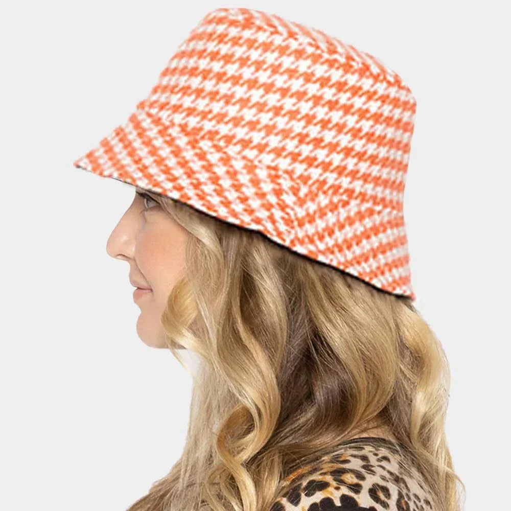Houndstooth Patterned Bucket Hat - Jewelry Store by Erik Rayo