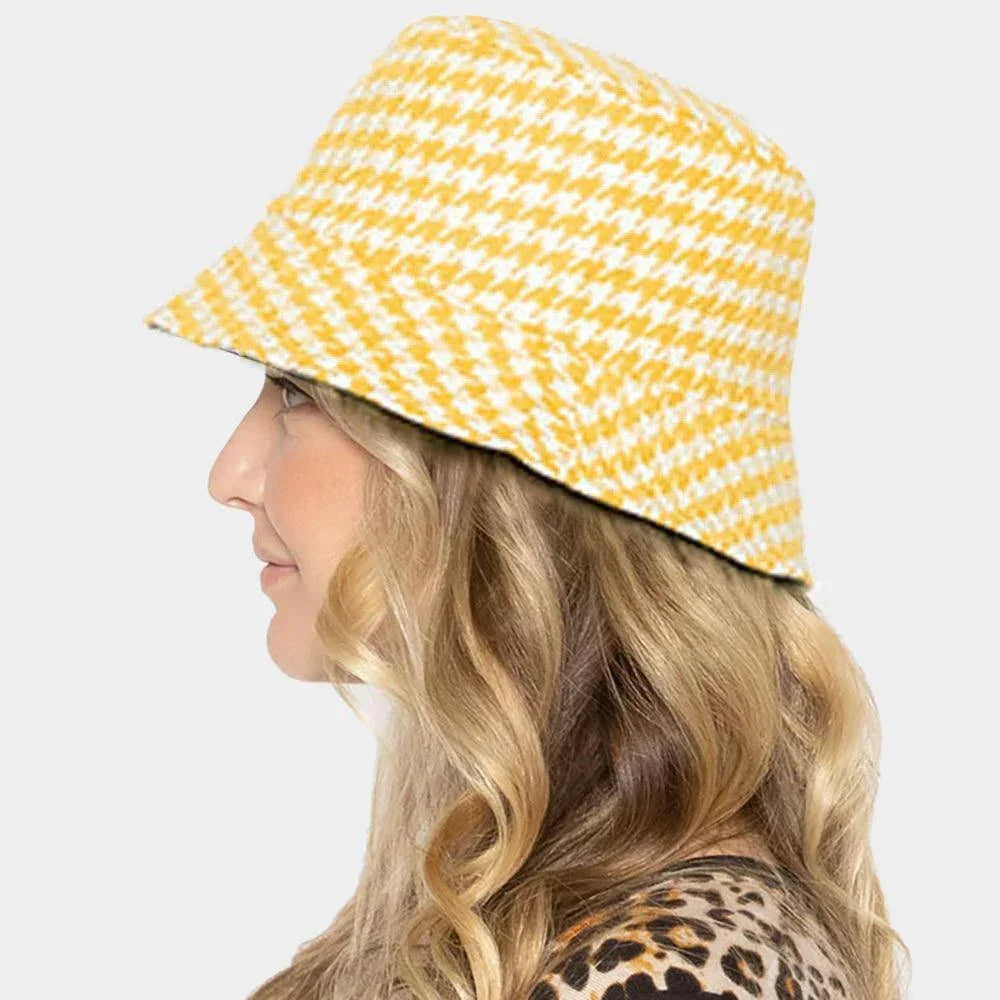 Houndstooth Patterned Bucket Hat - Jewelry Store by Erik Rayo