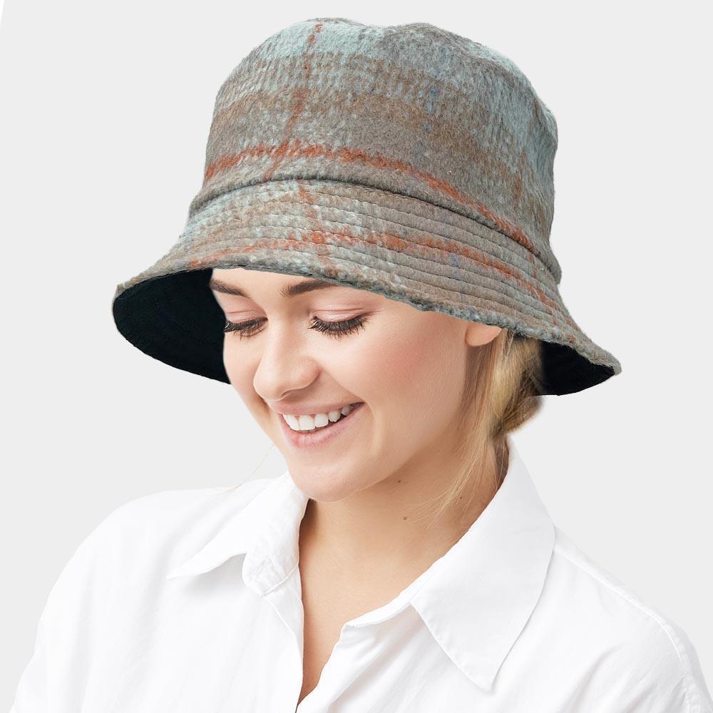 Plaid Check Patterned Bucket Hat - Jewelry Store by Erik Rayo