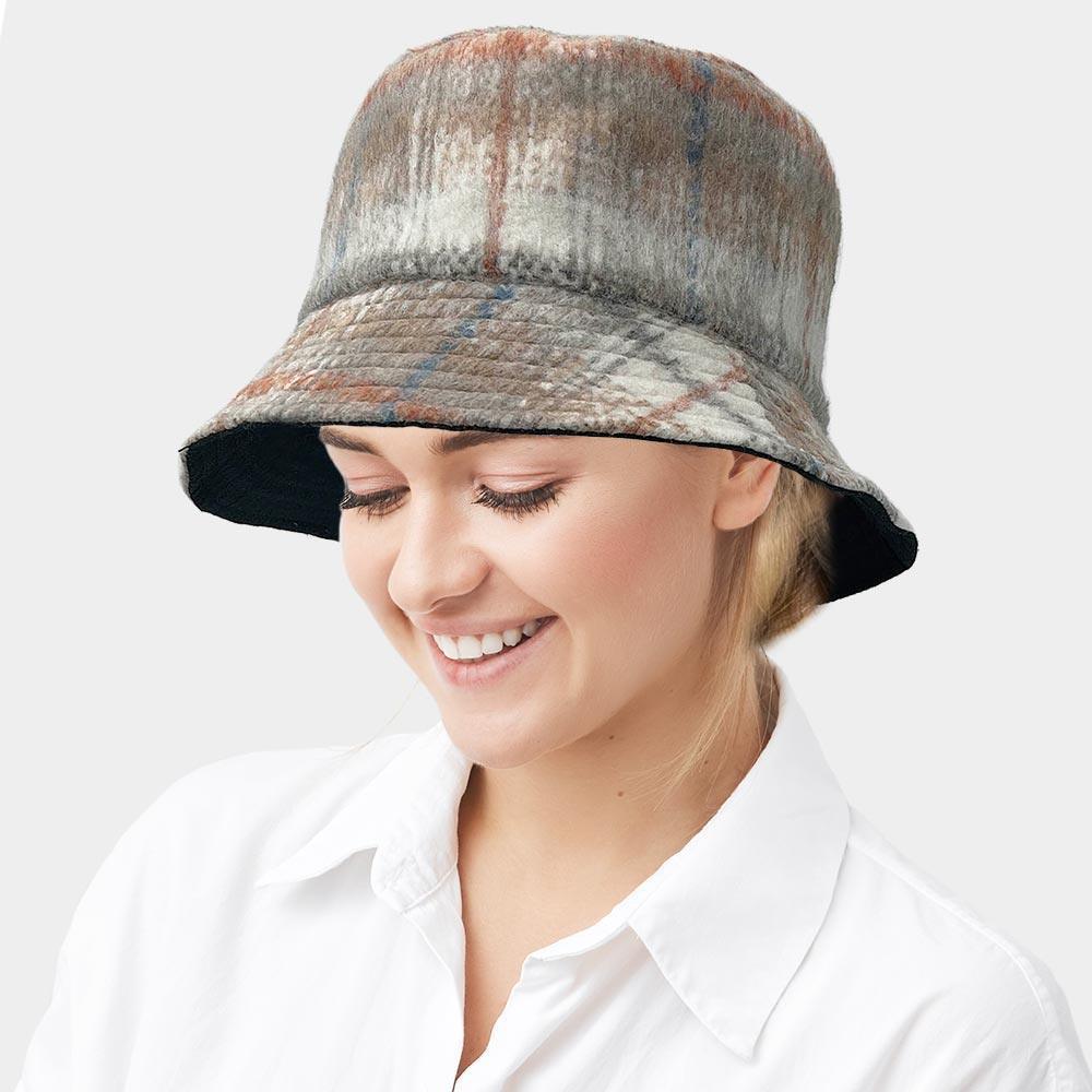 Plaid Check Patterned Bucket Hat - Jewelry Store by Erik Rayo