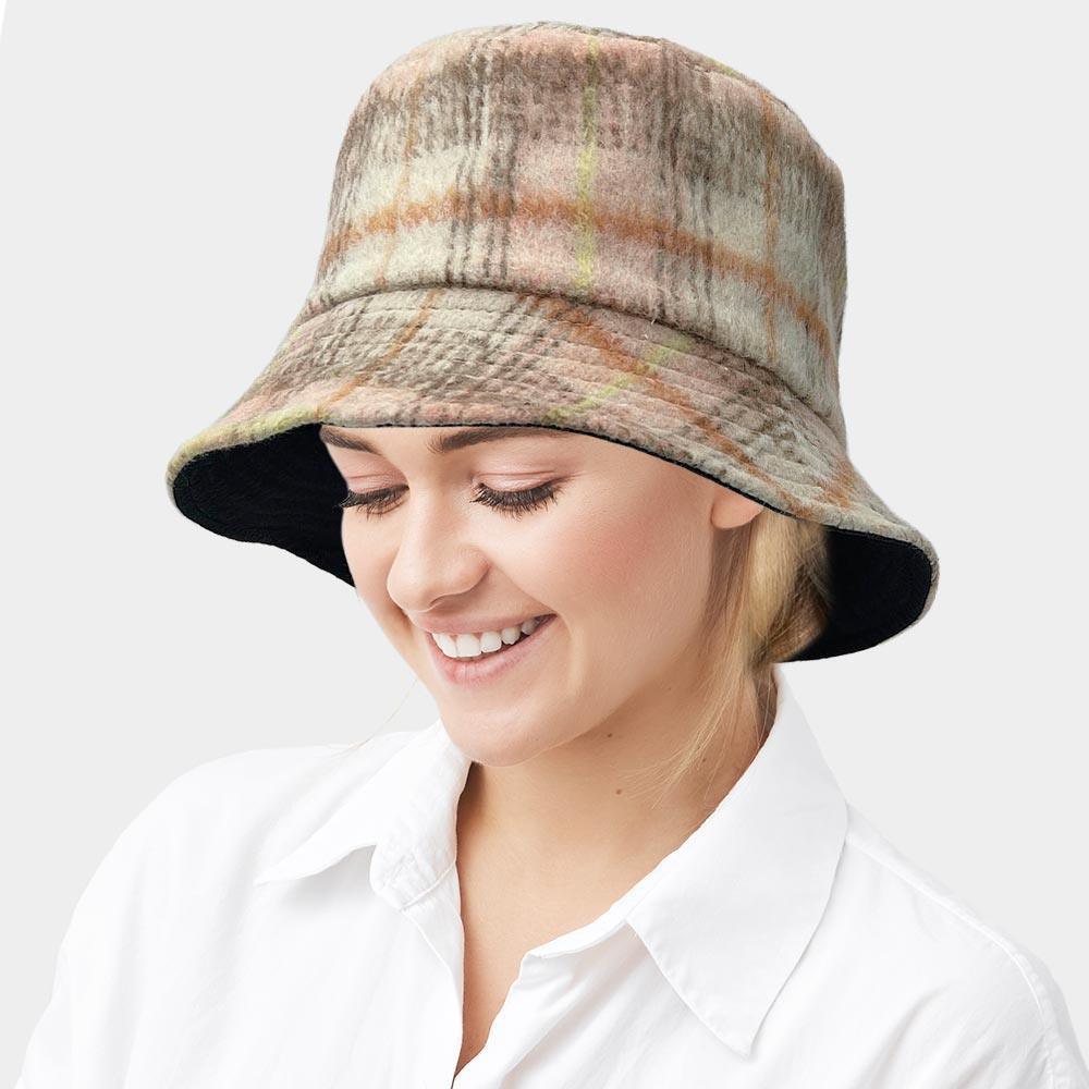 Plaid Check Patterned Bucket Hat - Jewelry Store by Erik Rayo