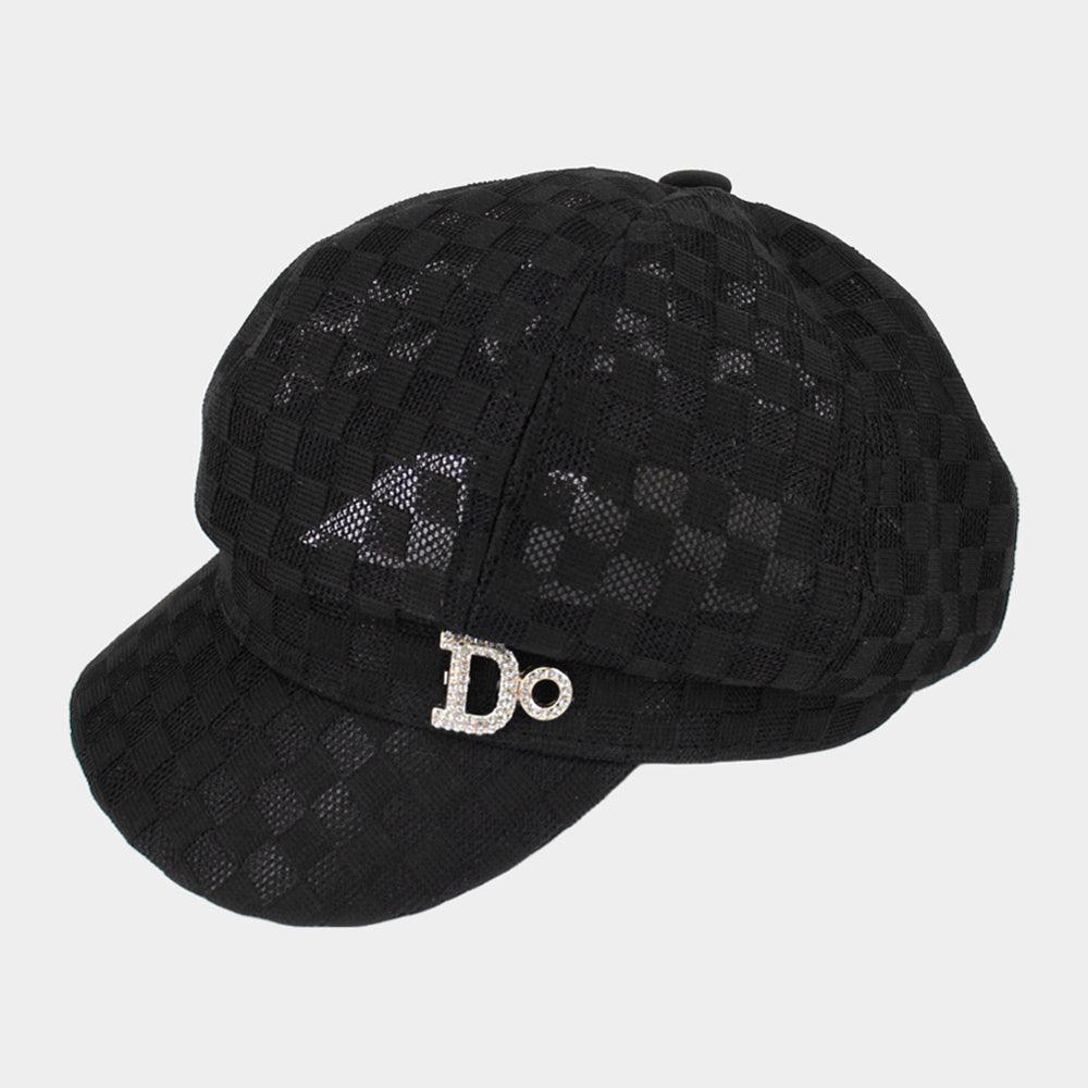 Do Message Checkerboard Patterned Mesh Newsboy Hat - Jewelry Store by Erik Rayo