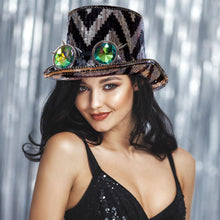 Load image into Gallery viewer, Zigzag Chevron Patterned Burning Man Sequin Goggle Hat
