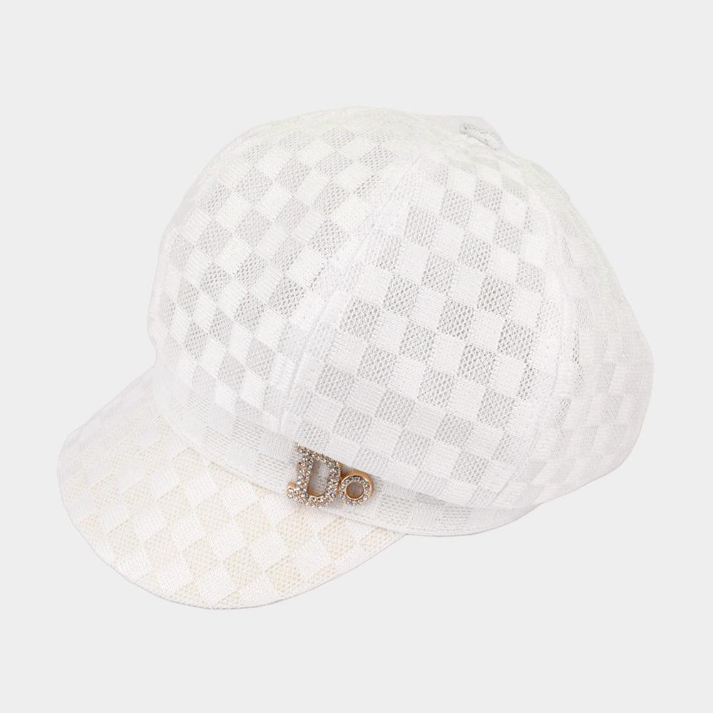 Do Message Checkerboard Patterned Mesh Newsboy Hat - Jewelry Store by Erik Rayo