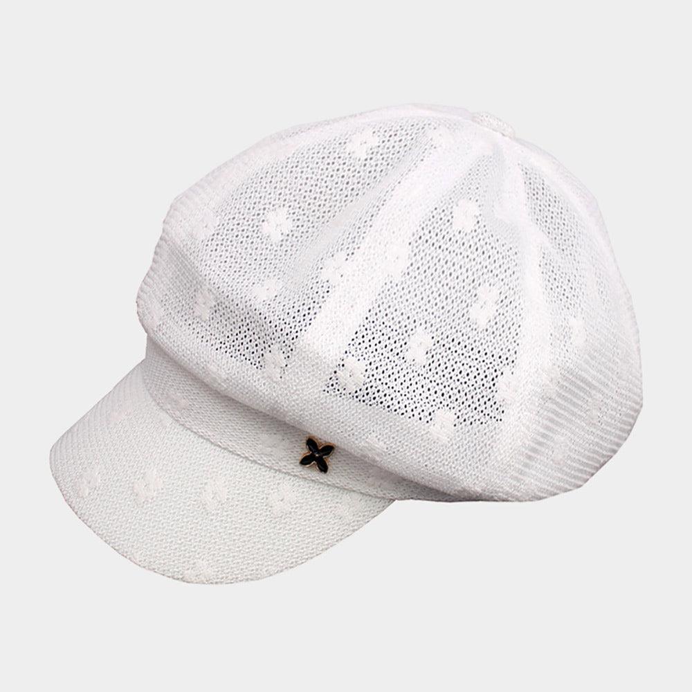 Quatrefoil Pointed Floral Pattern Detailed Mesh Newsboy Hat - Jewelry Store by Erik Rayo