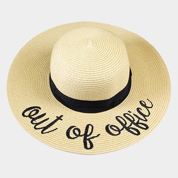Out of Office Embroidery Straw Floppy Sun Hat - Jewelry Store by Erik Rayo