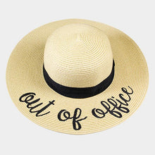 Load image into Gallery viewer, Out of Office Embroidery Straw Floppy Sun Hat
