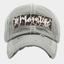 Load image into Gallery viewer, mom life Leopard Pattern Detail Vintage Baseball Cap
