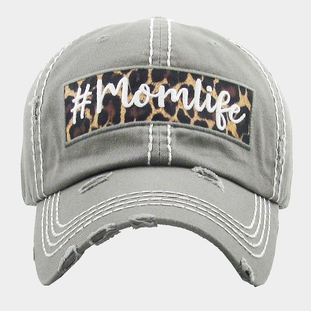 mom life Leopard Pattern Detail Vintage Baseball Cap