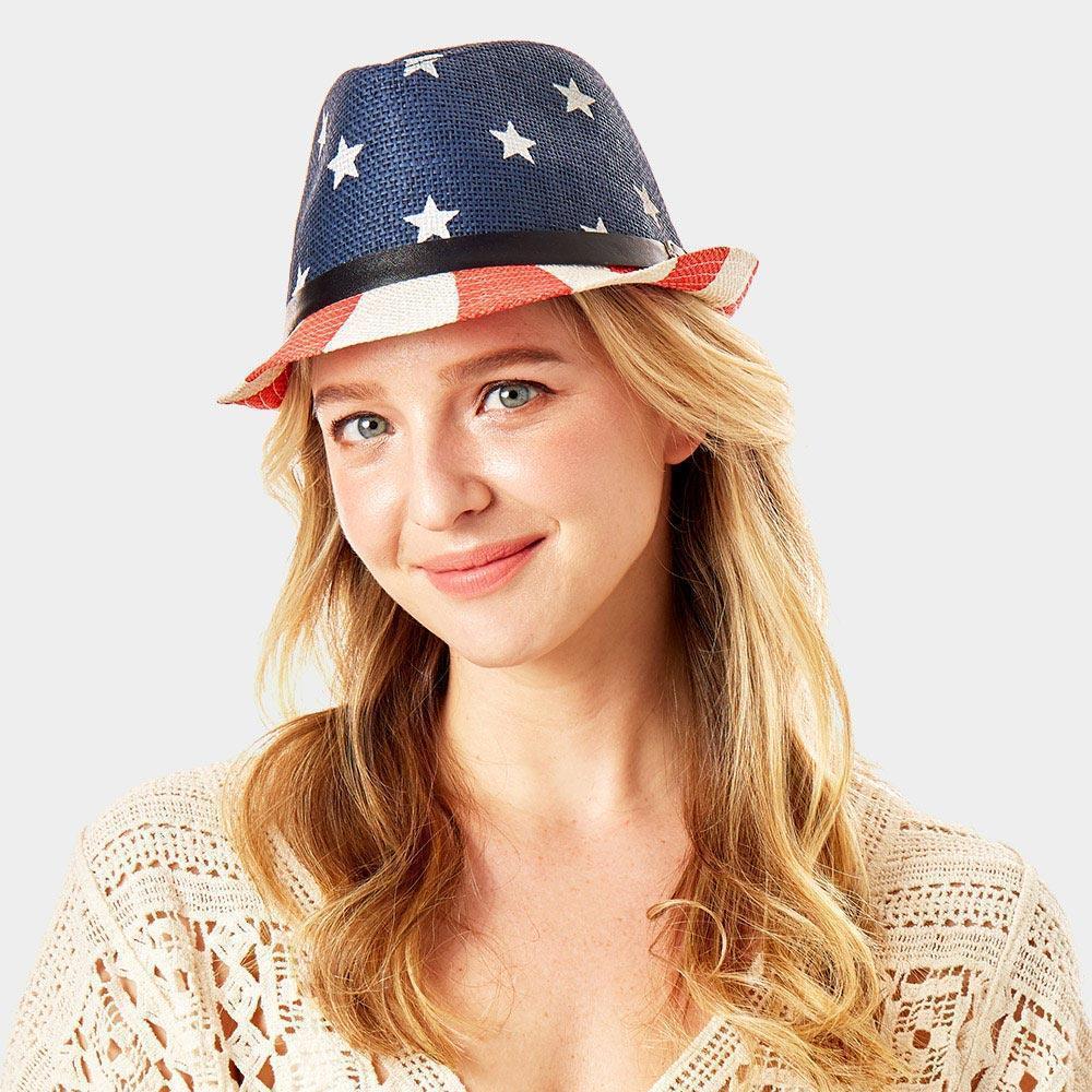 American Flag Faux Leather Belt Fedora Hat - Jewelry Store by Erik Rayo