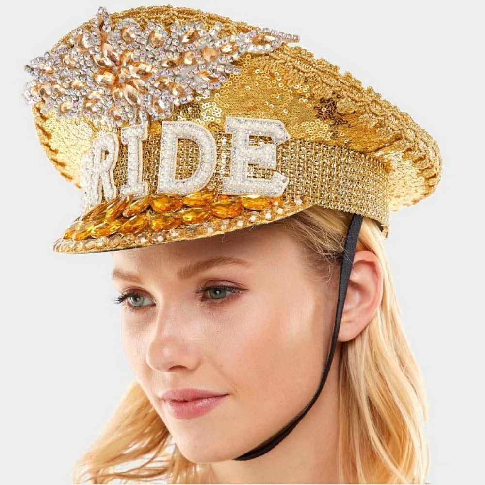 BRIDE Message Accented Sequin Bling Hat - Jewelry Store by Erik Rayo