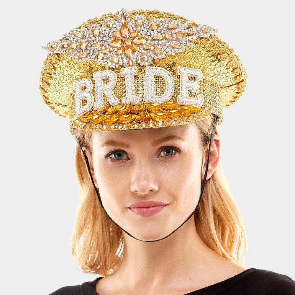 BRIDE Message Accented Sequin Bling Hat - Jewelry Store by Erik Rayo