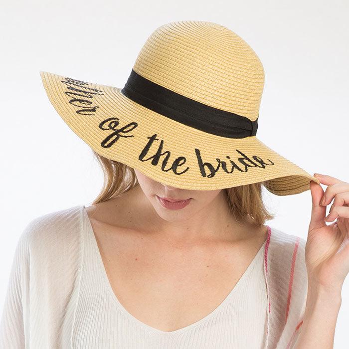 Mother of the Bride Embroidery Straw Floppy Sun Hat