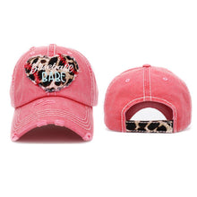 Load image into Gallery viewer, Baseball Babe Leopard Patterned Heart Vintage Baseball Cap
