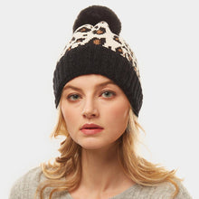 Load image into Gallery viewer, Leopard Print Pom Pom Beanie Hat
