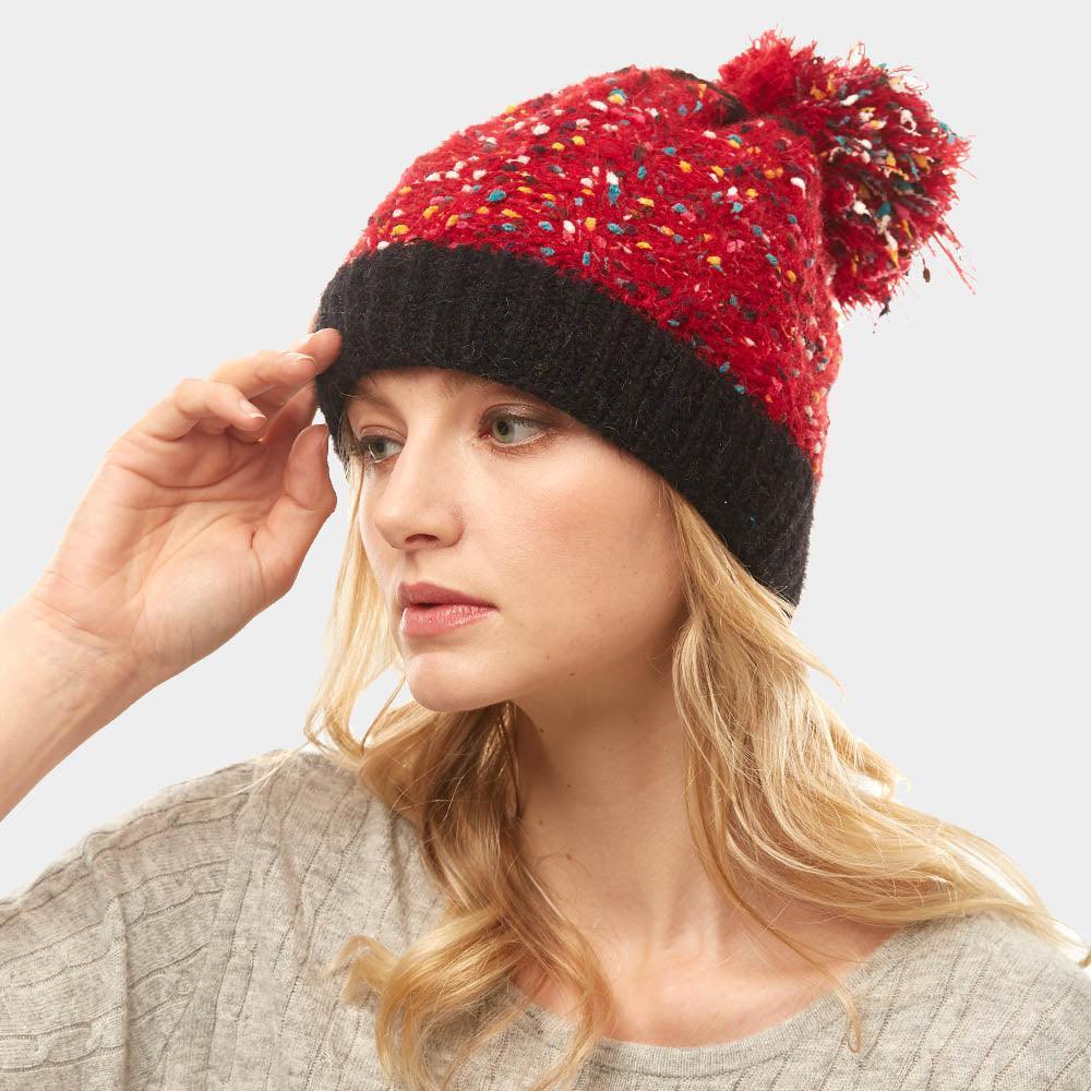 Multi Color Sprinkles Pom Pom Beanie Hat - Jewelry Store by Erik Rayo