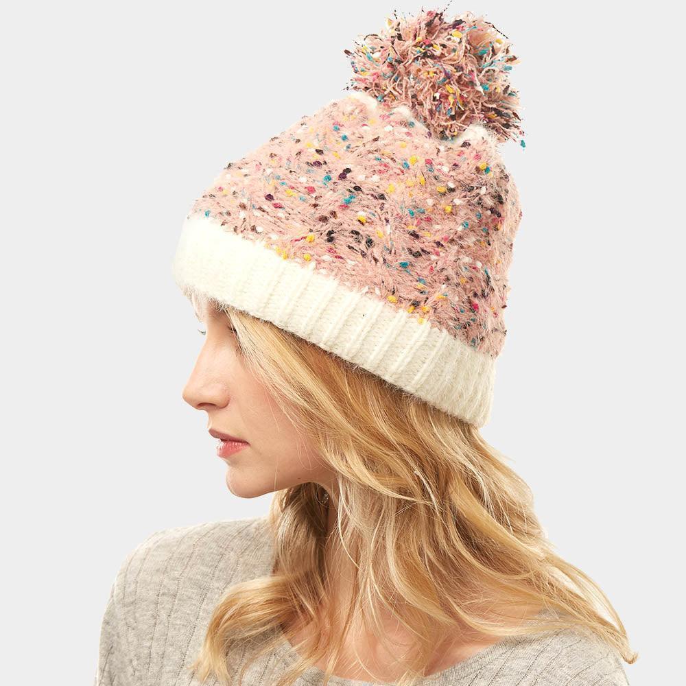 Multi Color Sprinkles Pom Pom Beanie Hat - Jewelry Store by Erik Rayo